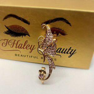 Pink Butterfly Crystal Studded Ear Cuff Jewelry